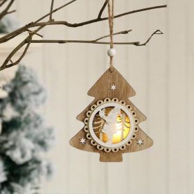 Christmas Tree Luminous Ornaments LED Wooden Pendant Novelty Xmas Home Decor Xmas Pendant (size: A)