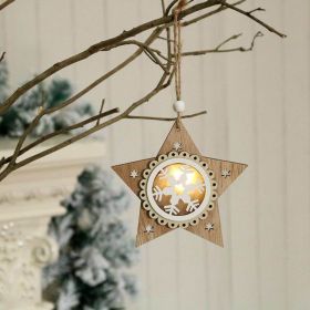 Christmas Tree Luminous Ornaments LED Wooden Pendant Novelty Xmas Home Decor Xmas Pendant (size: B)