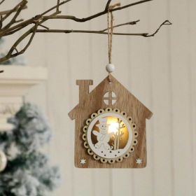 Christmas Tree Luminous Ornaments LED Wooden Pendant Novelty Xmas Home Decor Xmas Pendant (size: D)