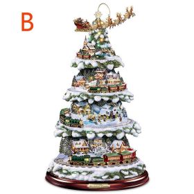 Christmas Tree Rotating Sculpture Train Decorations Paste Window Paste Stickers Christmas Decoration (size: B)