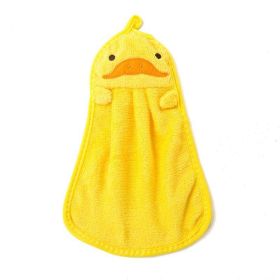 Soft Coral Velvet Cartoon Animal Towel Hung Hanging Absorbent Rag Dishcloth Kitchen Cleaning Tool (Color: Yellow)