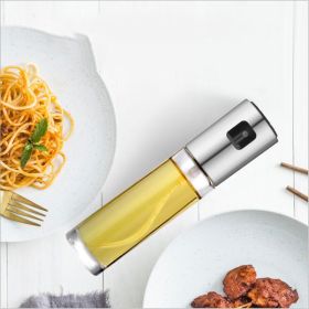 Olive Oil Mister Refillable Bottle Oil Dispenser with Oil Spray for Cooking Salad Grilling Roasting Air Fryer (Color: silver)