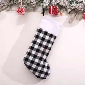 Cross border New Christmas Decorations Red and Black Checker Plush Christmas Socks Hanging Gifts Candy Bags Hangings (Specifications: E-W42 large black and white checkered socks)