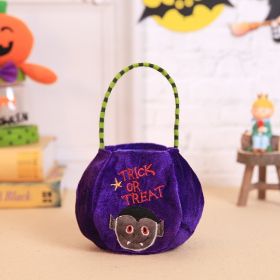 Halloween candy bag decoration cloth bag children's hand held pumpkin bag gift bag Halloween props accessories (size: W-WS04 Purple Vampire Candy Bag)