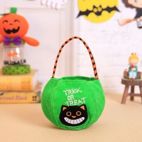 Halloween candy bag decoration cloth bag children's hand held pumpkin bag gift bag Halloween props accessories (size: W-WS06 Green Black Cat Candy Bag)