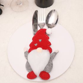 Christmas decorations Cartoon faceless doll knife and fork set table Kitchen decoration props Creative three-dimensional knife and fork bag (Specifications: J-CZ46 B knife and fork sleeve)