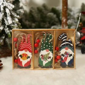 Christmas supplies American home decoration props Painted cute forest people pendant Christmas gifts Wooden pendants (Specifications: Q-J06 Type B (9 pieces in a box) wooden pendant in box)