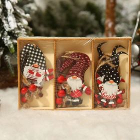 Christmas supplies American home decoration props Painted cute forest people pendant Christmas gifts Wooden pendants (Specifications: Q-J08 Type D (9 pieces in a box) wooden pendant in box)