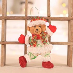 Christmas decorations Christmas tree accessories Christmas cloth small doll pendant Dancing old man snowman doll small pendant (Specifications: B-C34 A linen pendant bear)