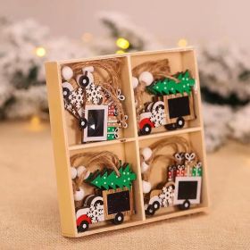 Mingguan Christmas Decorative Articles New Cartoon Wooden Pendant Christmas Decorative Tree Decorative Gift Package (Specifications: Q-G33 Car Style III (12 in a box))