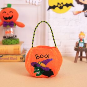 Halloween candy bag decoration cloth bag children's hand held pumpkin bag gift bag Halloween props accessories (size: W-WS05 Orange Witch Candy Bag)