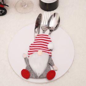 Christmas decorations Cartoon faceless doll knife and fork set table Kitchen decoration props Creative three-dimensional knife and fork bag (Specifications: J-CZ45 A knife and fork sleeve)