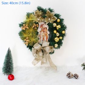 Christmas Wreath Jesus scene decoration props front door hanging party Christmas decoration indoor and outdoor home decoration (Color: HQ-234-30CM41)