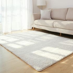 Living Room Rug Area Solid Carpet Fluffy Soft Home Decor White Plush Carpet Bedroom Carpet Kitchen Floor Mats White Rug Tapete (China) (Color: White, size: 100x160cm)