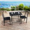 Modern 3-Piece Dining Table Set with 2 Chairs for Dining Room,Black Frame+Printed Black Marble Finish