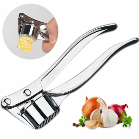 Home Stainless Steel Small Garlic Press Crusher Mincer Chopper Peeler Squeeze Cutter (Color: silver, Type: Kitchen Tools)