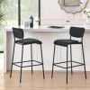 Pu Faux Leather Bar Stools Set of 2, Pub Barstools with Back and Footrest