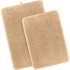 Memory Foam Bath Rugs and Mats Sets,0.7"" Extra Thick Absorbent Non-Slip Bath mats (Color: Beige, size: 17"X 24" + 20"X 32")