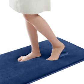 Small Memory Foam Bathroom Mats  Non Slip 0.7" Extra Thick Super Absorbent Bath Rugs Carpet Super Cozy Quick Dry Machine Wash (Color: Navy Blue, size: 22"X 36")