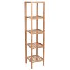 5-Tier Bamboo Shelf Free Standing Bathroom Tower Rack Corner Rack Multi-Functional Storage Organizer Unit