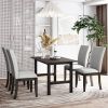 Farmhouse 5-Piece Wood Dining Table Set for 4;  Kitchen Furniture Set with 4 Upholstered Dining Chairs for Small Places;