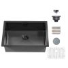 TORVA Gloss Black Ceramic Coating with NanoTek Undermount Kitchen Sink, 16 Gauge Stainless Steel Wet Bar or Prep Sinks Single Bowl