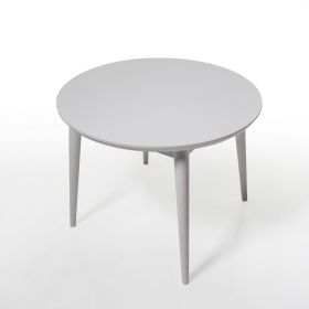 Modern Dining Table Round Top with Solid Wood Legs (Color: White)