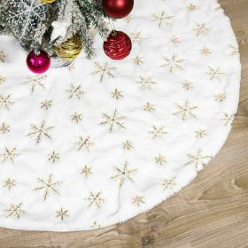 Christmas Tree Skirt Plush Floor Fur Mat Party Home Decor Xmas Gift w/ Snowflake (size: 30.7")