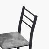 Modern 3-Piece Dining Table Set with 2 Chairs for Dining Room,Black Frame+Printed Black Marble Finish