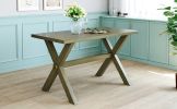 Farmhouse Rustic Wood Kitchen Dining Table with X-shape Legs