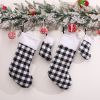 Cross border New Christmas Decorations Red and Black Checker Plush Christmas Socks Hanging Gifts Candy Bags Hangings