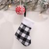 Cross border New Christmas Decorations Red and Black Checker Plush Christmas Socks Hanging Gifts Candy Bags Hangings