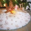 Christmas Tree Skirt Plush Floor Fur Mat Party Home Decor Xmas Gift w/ Snowflake