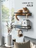 Floating bathroom shelf with towel rail;  bathroom/living/kitchen/bedroom wall shelf set of 2;  light brown;  dark brown;  black.