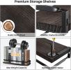 Floating bathroom shelf with towel rail;  bathroom/living/kitchen/bedroom wall shelf set of 2;  light brown;  dark brown;  black.