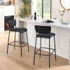 Pu Faux Leather Bar Stools Set of 2, Pub Barstools with Back and Footrest