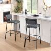 Pu Faux Leather Bar Stools Set of 2, Pub Barstools with Back and Footrest