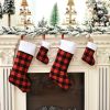 Cross border New Christmas Decorations Red and Black Checker Plush Christmas Socks Hanging Gifts Candy Bags Hangings