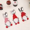 Christmas decorations Cartoon faceless doll knife and fork set table Kitchen decoration props Creative three-dimensional knife and fork bag