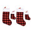 Cross border New Christmas Decorations Red and Black Checker Plush Christmas Socks Hanging Gifts Candy Bags Hangings