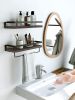 Floating bathroom shelf with towel rail;  bathroom/living/kitchen/bedroom wall shelf set of 2;  light brown;  dark brown;  black.