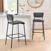 Pu Faux Leather Bar Stools Set of 2, Pub Barstools with Back and Footrest