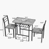 Modern 3-Piece Dining Table Set with 2 Chairs for Dining Room,Black Frame+Printed Black Marble Finish