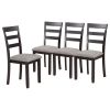 6-Piece Kitchen Simple Wooden Dining Table and Chair with Bench, Fabric Cushion