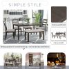 6-Piece Kitchen Simple Wooden Dining Table and Chair with Bench, Fabric Cushion