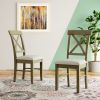 4 Pieces Farmhouse Rustic Wood Kitchen Dining Table Set with Upholstered 2 X-back Chairs and Bench