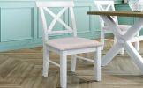 4 Pieces Farmhouse Rustic Wood Kitchen Dining Table Set with Upholstered 2 X-back Chairs and Bench