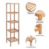 5-Tier Bamboo Shelf Free Standing Bathroom Tower Rack Corner Rack Multi-Functional Storage Organizer Unit