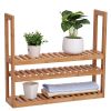 3-Tier Bathroom Adjustable Multifunctional Bamboo Shelf Layer Rack Wall Mounted Utility Storage Organizer Towel Shelves Kitchen Living Room Holder