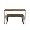 Rustic Farmhouse 3-Piece Dining Table Set with 2 Benches,Thick Table/Bench Top with Iron Frame for 4 in Small Places